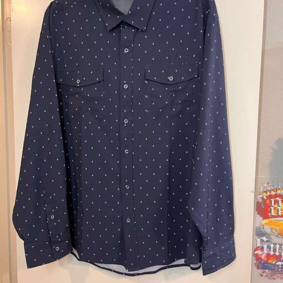 REACTION Kenneth Cole Men's Navy Blue Long Sleeve Button Down Shirt Size 3X - Picture 1 of 5